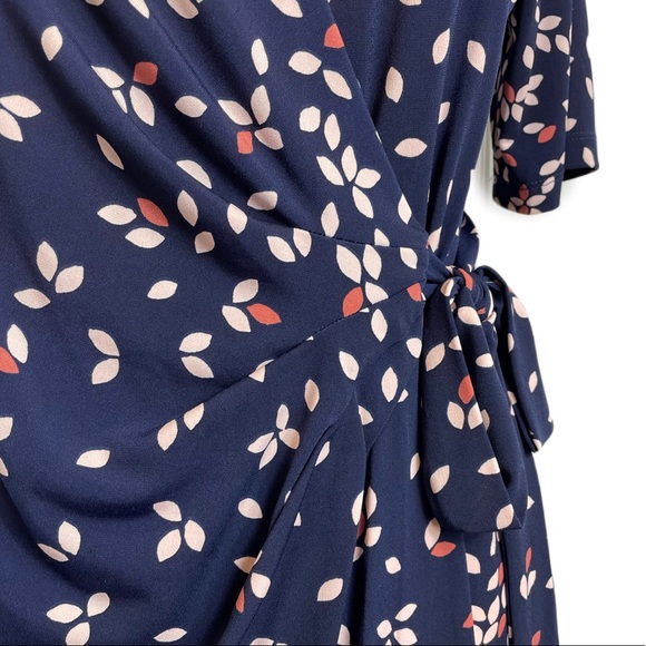 MOTHERHOOD Maternity Wrap Dress with Petal Patterns of Pink & Dark PeachㅣSz L - Picture 4 of 14